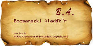 Bocsanszki Aladár névjegykártya